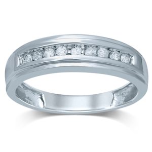 10K RHODIUM DIAMOND 0.19-0.22 CT MENS RING