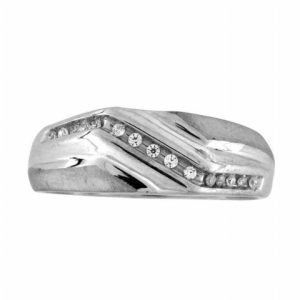 10K RHODIUM DIAMOND 0.13 CT MENS RING