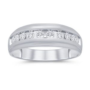 14K RHODIUM DIAMOND 0.49-0.51 CT MENS RING