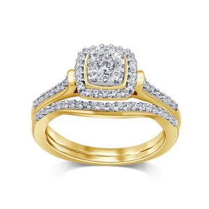 10K YELLOW GOLD DIAMOND 0.50 CT TOTAL WEIGHT BRIDAL SET