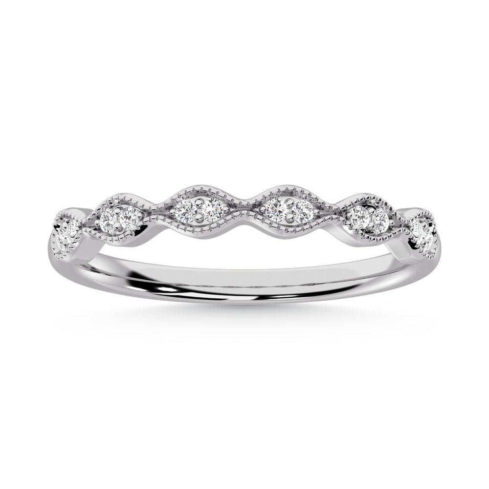 10K WHITE GOLD LAB DIAMOND 0.10 CT TOTAL WEIGHT WEDDING RING