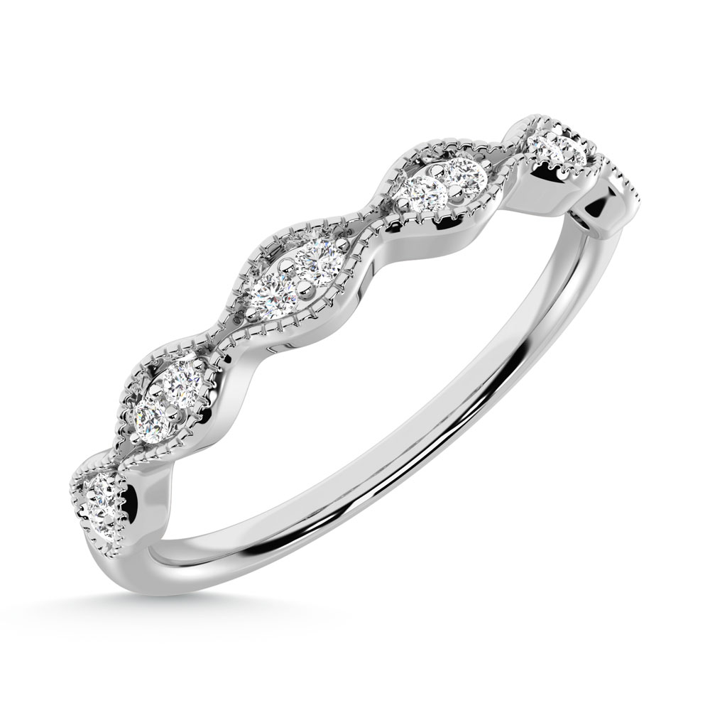 10K WHITE GOLD LAB DIAMOND 0.10 CT TOTAL WEIGHT WEDDING RING - Image 2