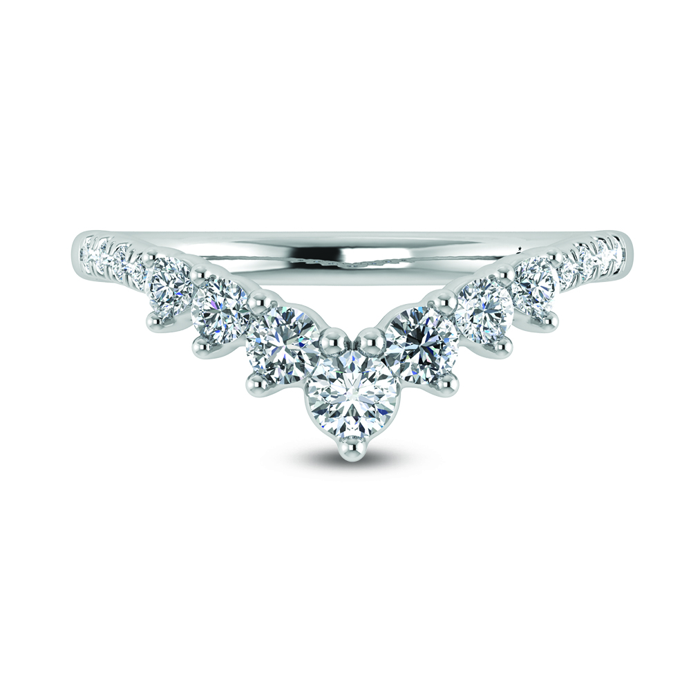 14K WHITE GOLD LAB DIAMOND 0.44 CT TOTAL WEIGHT CHEVRON RING - Image 2