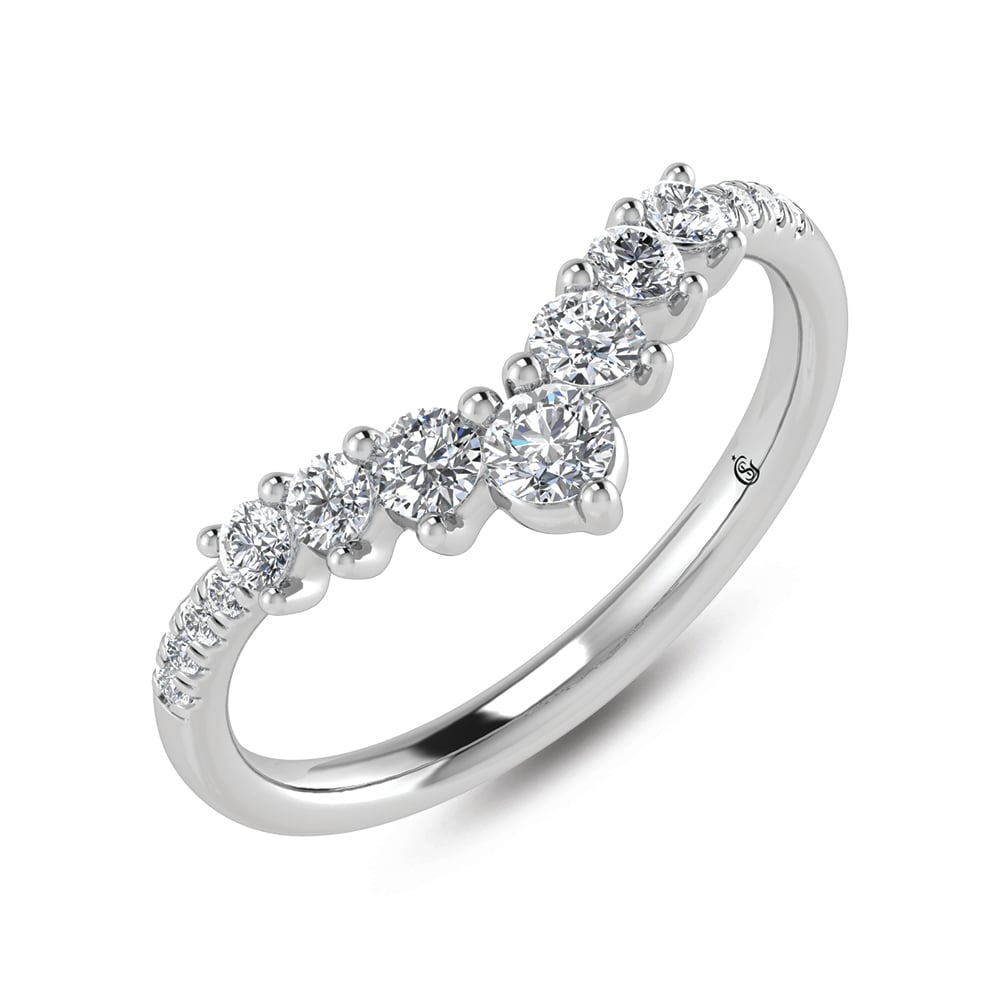 14K WHITE GOLD LAB DIAMOND 0.44 CT TOTAL WEIGHT CHEVRON RING - Image 3