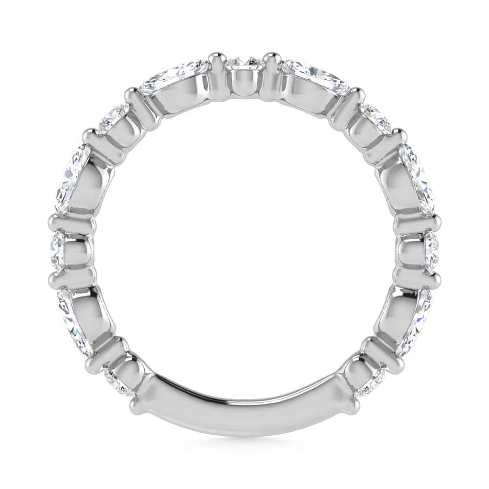 14K WHITE GOLD LAB DIAMOND 1.00 CT TOTAL WEIGHT MARQUISE AND ROUND STACKABLE ANNIVERSARY RING - Image 4