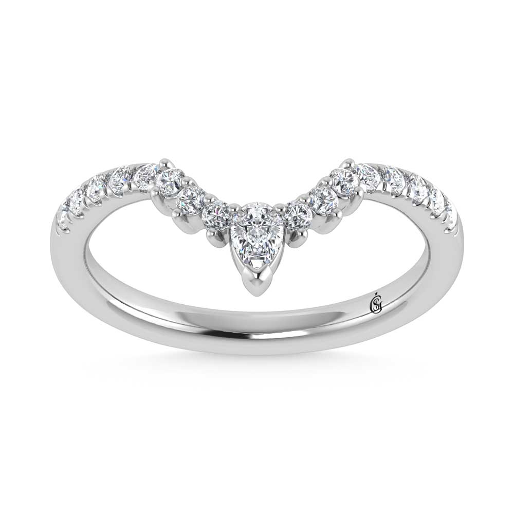 14K WHITE GOLD LAB DIAMOND 0.33 CT TOTAL WEIGHT CHEVRON RING