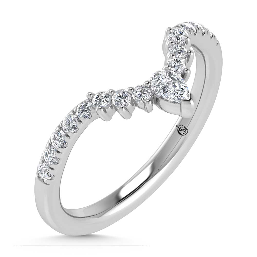 14K WHITE GOLD LAB DIAMOND 0.33 CT TOTAL WEIGHT CHEVRON RING - Image 3