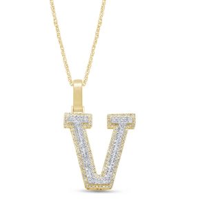 10k 0.39-0.43ct Charm "initial V"