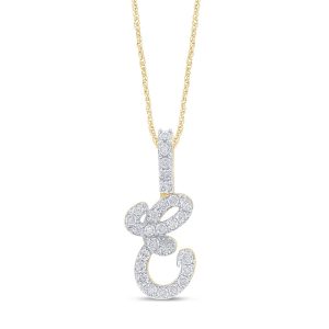 10K 0.20-0.21CT CHARM CURSIVE "INITIAL E"