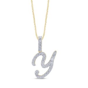 10K 0.26-0.27CT CHARM CURSIVE "INITIAL Y"