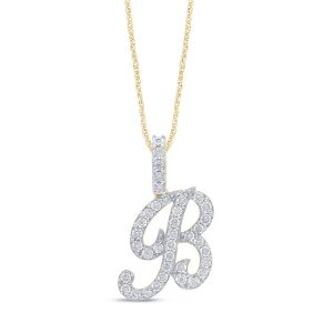 10K 0.24-0.27CT CHARM CURSIVE "INITIAL B"