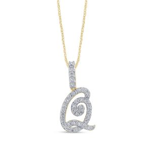 10K 0.26CT CHARM CURSIVE "INITIAL Q"