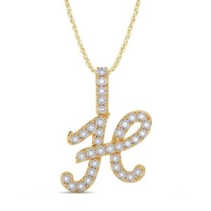 10K 0.27CT CHARM CURSIVE FONT "INITIAL H"