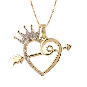 10K 0.15CT CHARM "HEART WITH CROWN"