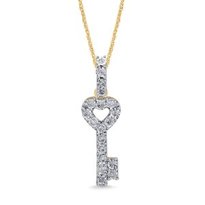 10K 0.09-0.12CT CHARM "HEART WITH KEY"