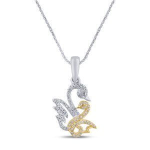 10K 0.09CT CHARM "MOTHER SWAN AND BABY SWAN"