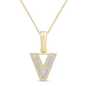 10K 0.09-0.12CT Charm "INITIAL V"