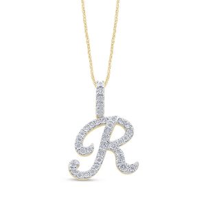 10K 0.33-0.41CT CHARM CURSIVE "INITIAL R"
