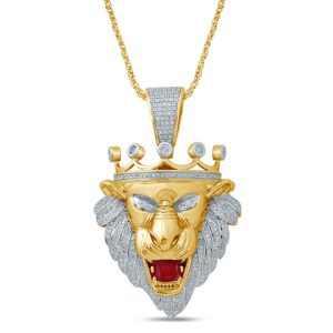 10 KT 0.72-0.79CT CHARM "LION HEAD"