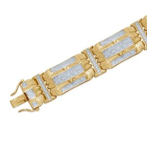 10K 2.11-2.20CT Diamond Bracelet Men's Size 9 Inch 15.00MM
