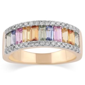 14K DIAMOND 0.26 CT RING OCTAGON MULTI-STONE 1.38 CT