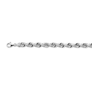 10k 7mm White Gold Solid Diamond Cut Rope 8.5"
