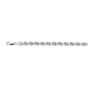 10k 6mm White Gold Solid Diamond Cut Rope 8.5"