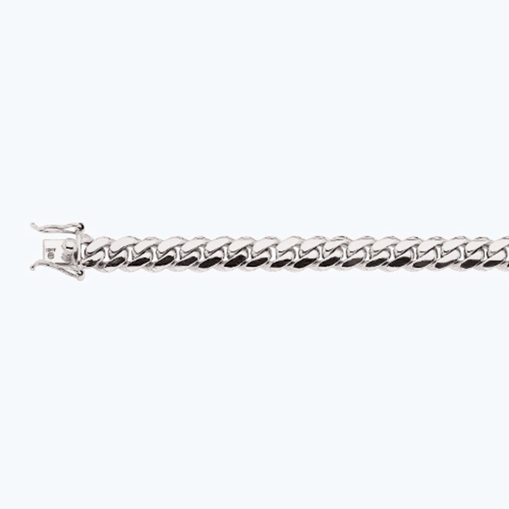 14k 10mm White Gold Solid Miami Cuban 9"