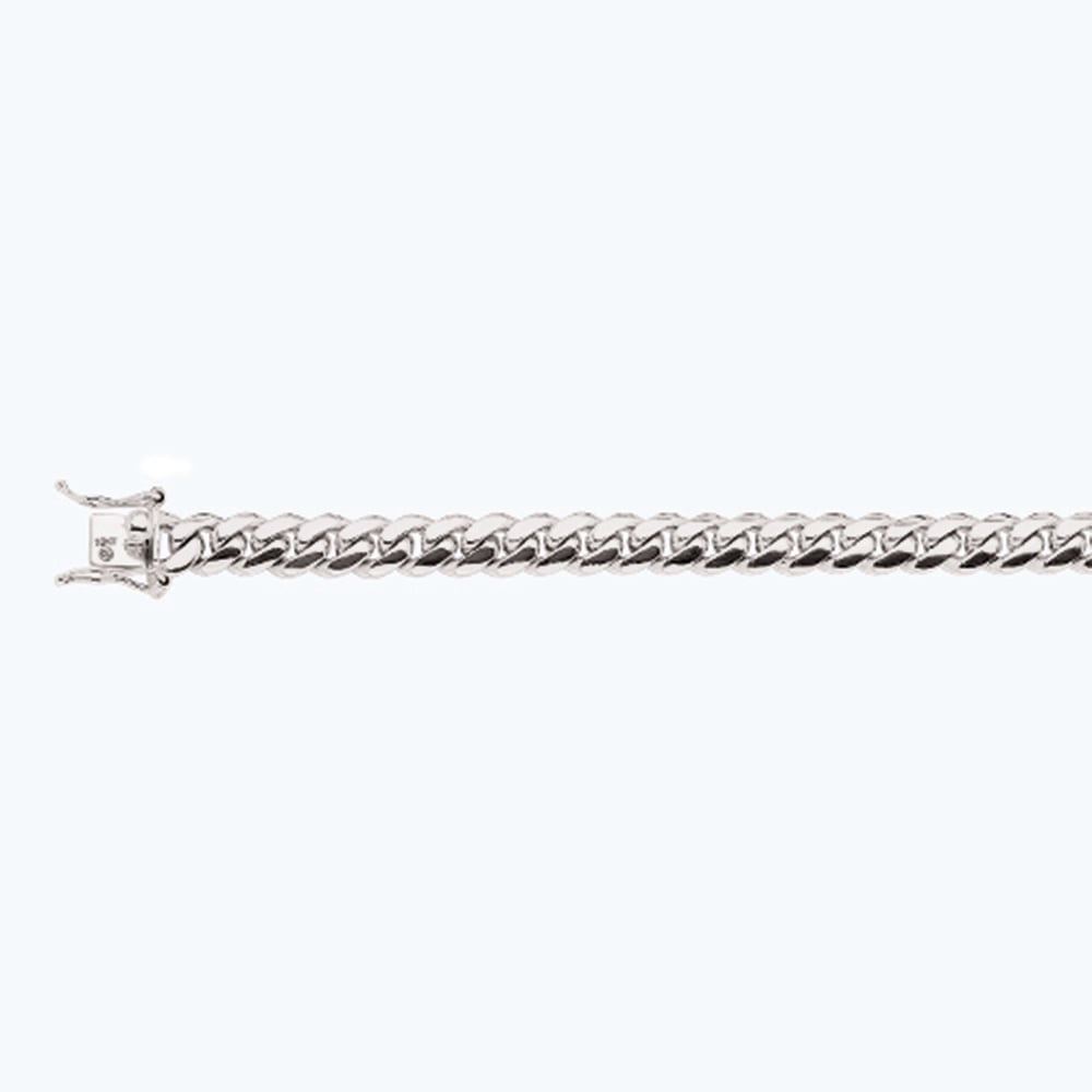14k 7mm White Gold Solid Miami Cuban 8.5"