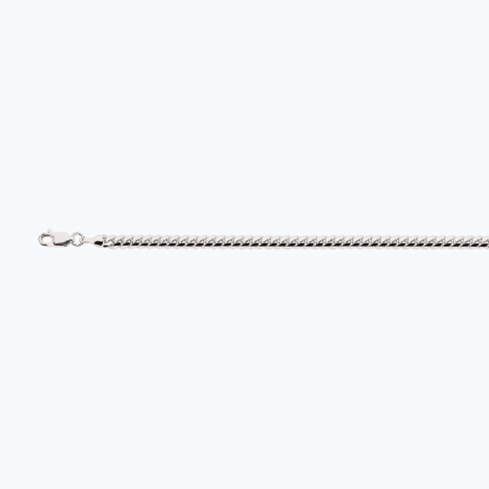14k 4mm White Gold Solid Miami Cuban 9"