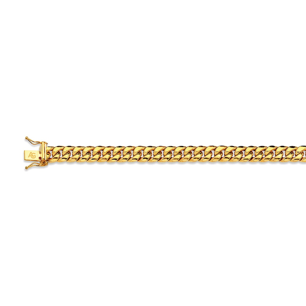 14k 8mm Yellow Gold Hollow Miami Cuban 9"