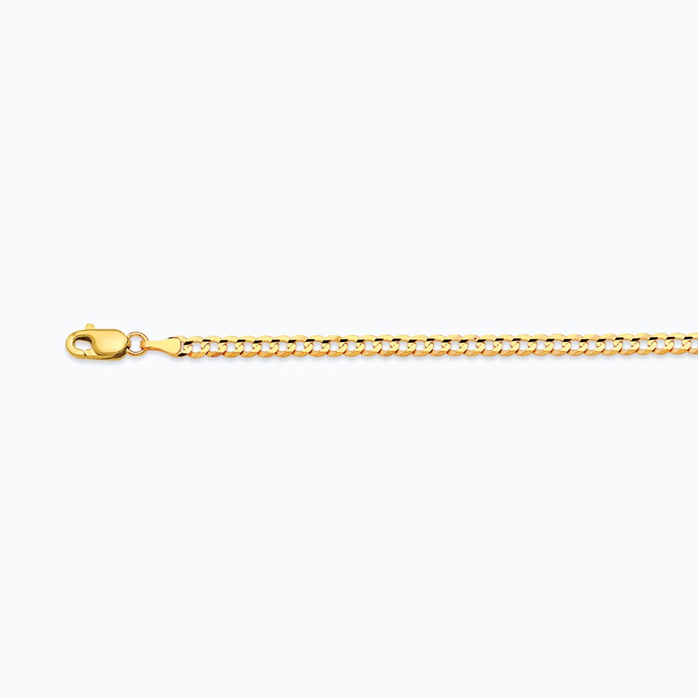 14k 2.5mm Yellow Gold Solid Curb 7"