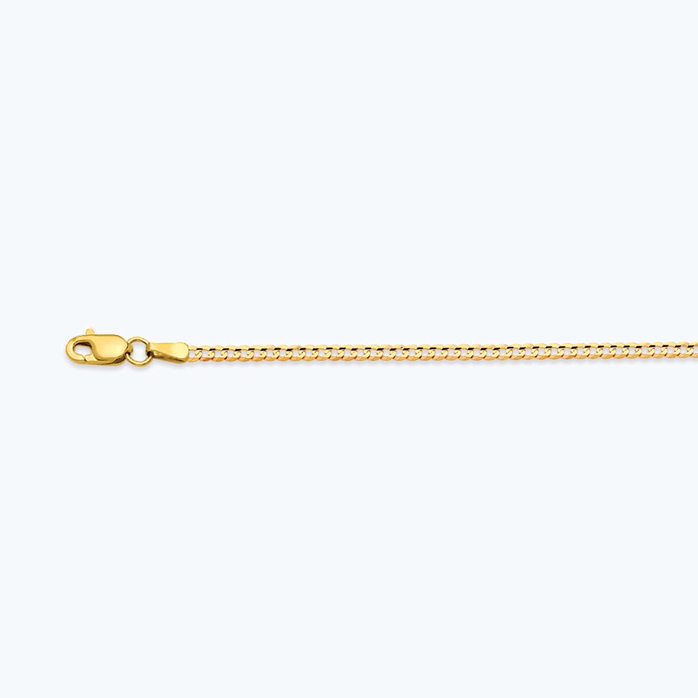 14k 2mm Yellow Gold Solid Curb 7.5"