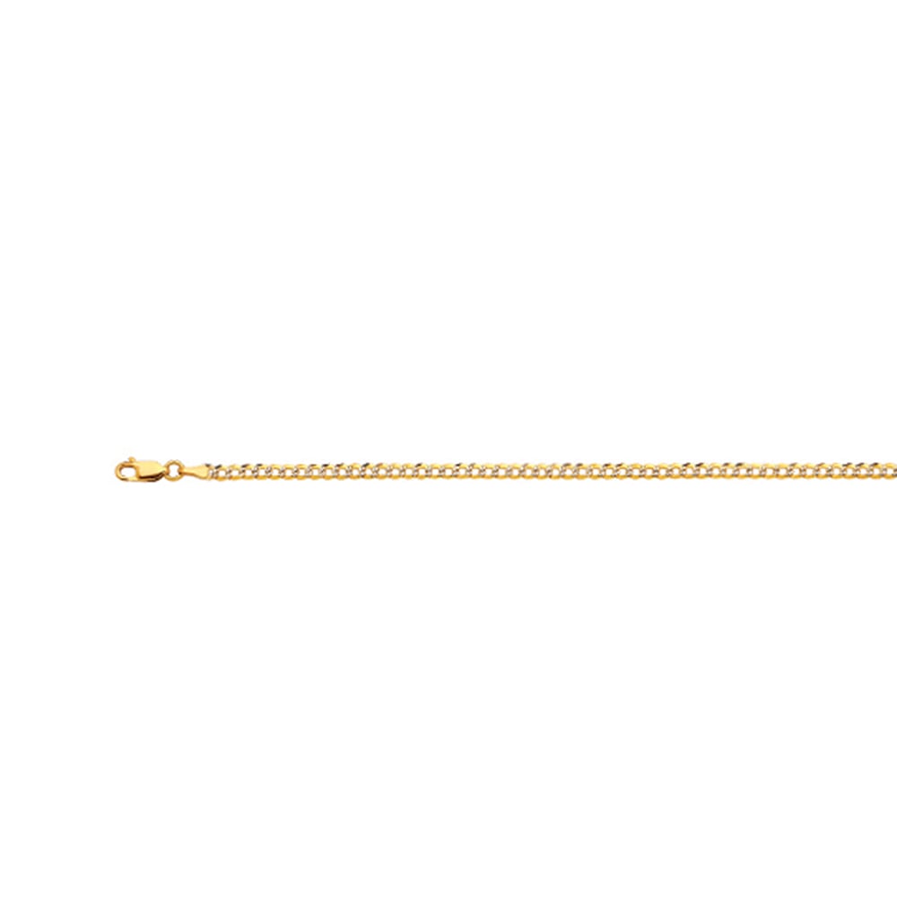 14k 2mm Yellow Gold Solid Pave Curb 8"