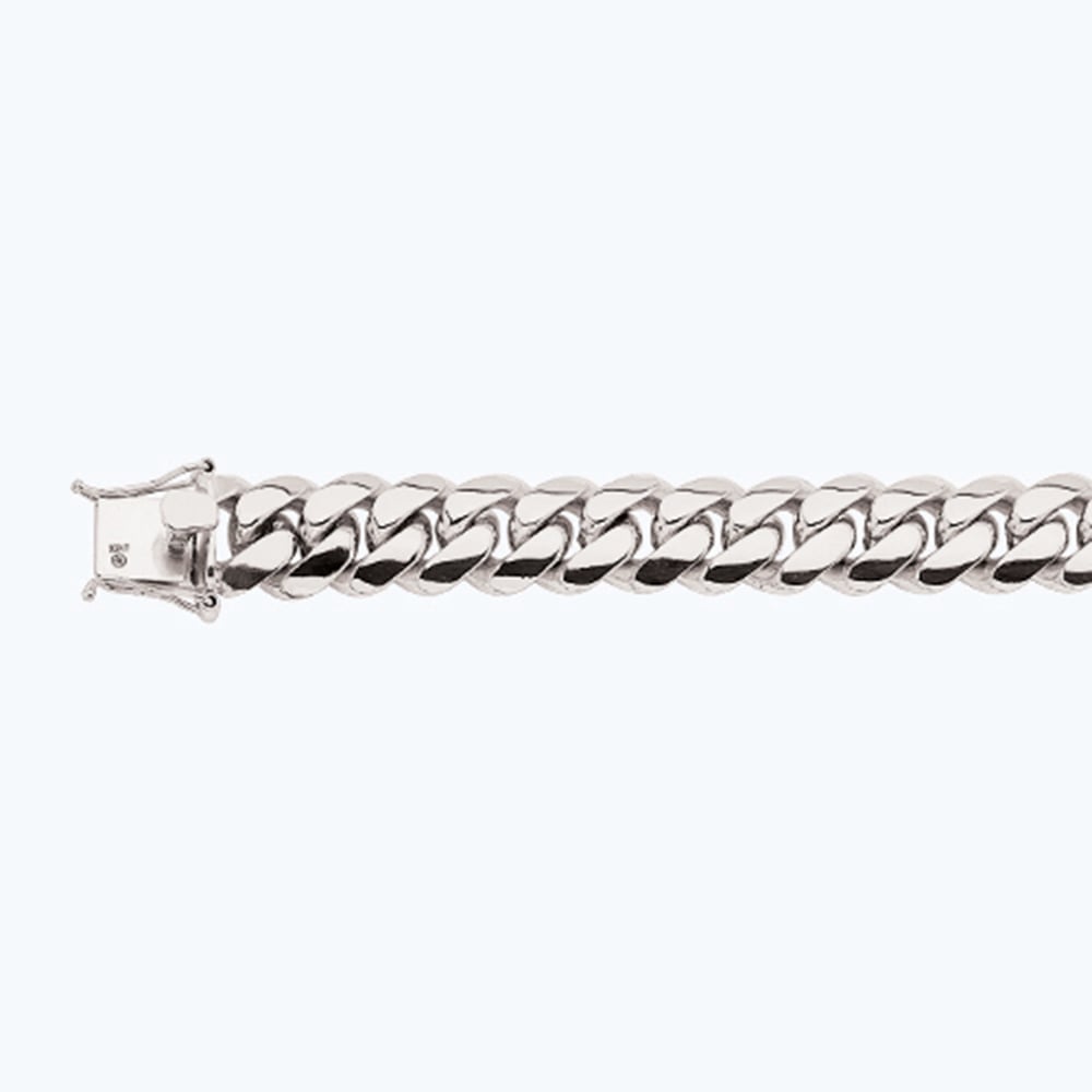10k 15mm White Gold Solid Miami Cuban 7"