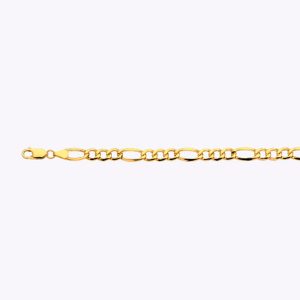 14K 6.5MM YELLOW GOLD HOLLOW FIGARO 7"