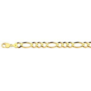 14K 12MM YELLOW GOLD SOLID FIGARO 7"