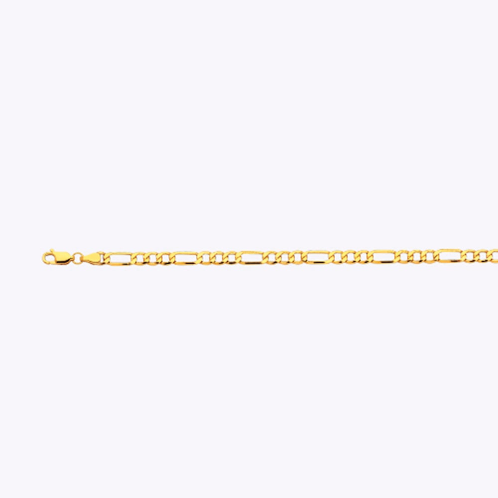 14k 4mm Yellow Gold Hollow Figaro 7"