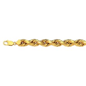 14K 10MM YELLOW GOLD DC HOLLOW ROPE 9"