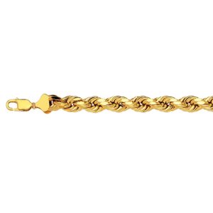 10K 9MM YELLOW GOLD DC HOLLOW ROPE 8"
