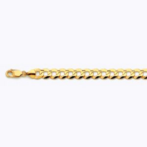 10k 9.5mm Yellow Gold Solid Curb 8.5"