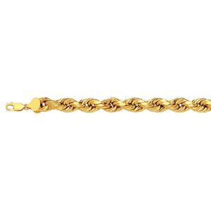 14k 6mm Yellow Gold Diamond Cut Hollow Rope 7.5"