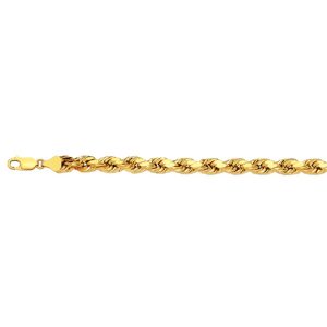 14k 5mm Yellow Gold Diamond Cut Hollow Rope 7"