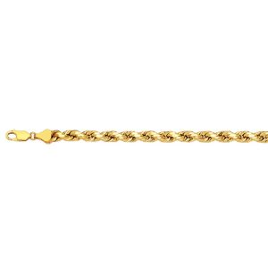 10k 4mm Yellow Gold Diamond Cut Hollow Rope 8"