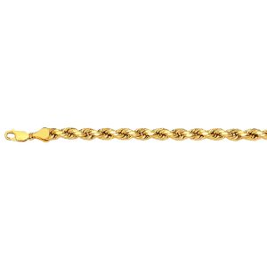 10k 3mm Yellow Gold Diamond Cut Hollow Rope 7"