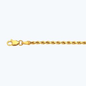 10k 2mm Yellow Gold Diamond Cut Hollow Rope 7"