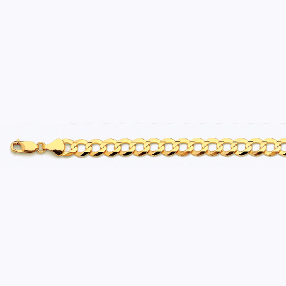 14k 8mm Yellow Gold Solid Curb 8"