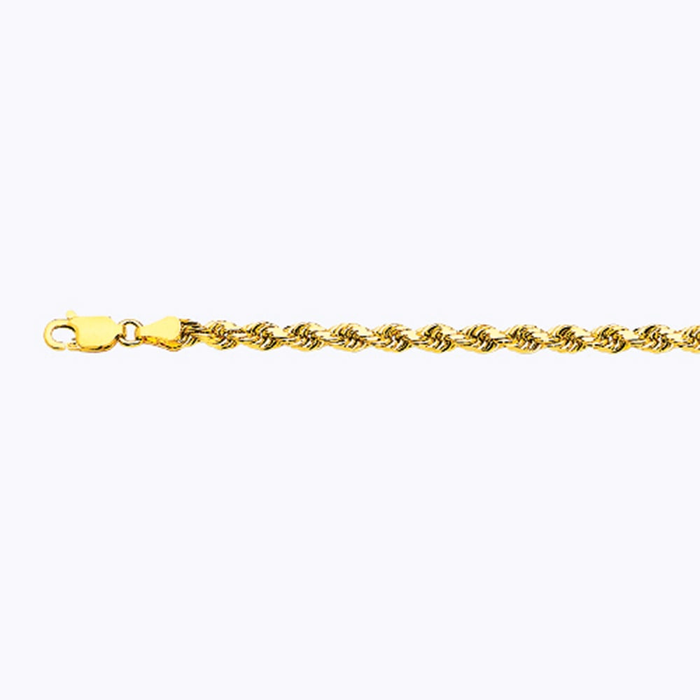 14k 3.5mm Yellow Gold Solid Diamond Cut Rope 8.5"