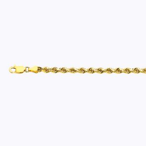 10k 3.5mm Yellow Gold Solid Diamond Cut Rope 8.5"