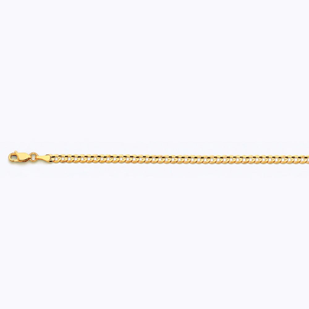 14k 3.5mm Yellow Gold Solid Curb 9"